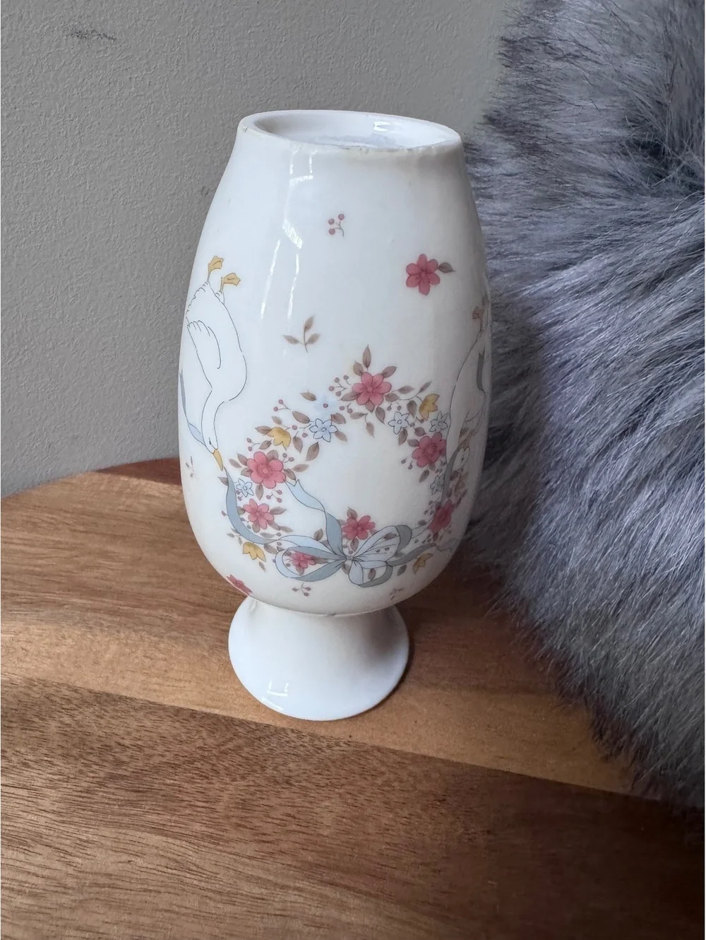 Vintage JapanesePorcelain Bud Vase Floral Ribbon Goose Goose Country Cottagecore